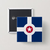 Badge Carré 5 Cm Drapeau d'Indianapolis, Indiana Button (Devant & derrière)