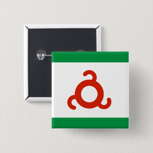 Badge Carré 5 Cm Drapeau d'Ingouchie (Devant & derrière)