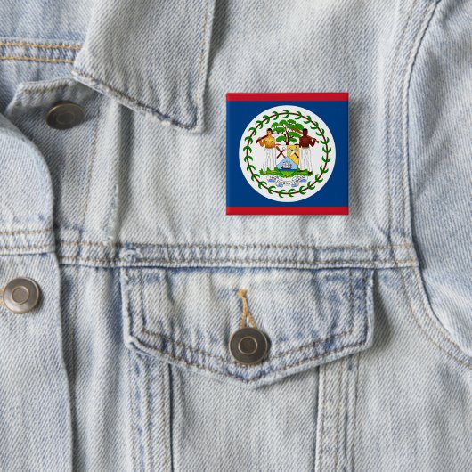 Badge Carré 5 Cm Drapeau du Belize (En situation)