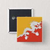 Badge Carré 5 Cm Drapeau du Bhoutan (Devant & derrière)