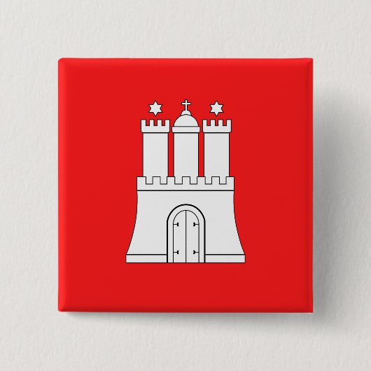 Badge Carré 5 Cm Drapeau du Bouton de Hambourg (Devant)