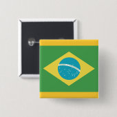 Badge Carré 5 Cm Drapeau du Brésil (Devant & derrière)