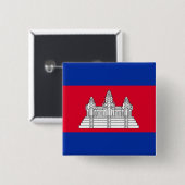 Badge Carré 5 Cm Drapeau du Cambodge (Devant & derrière)