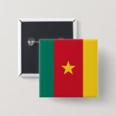 Badge Carré 5 Cm Drapeau du Cameroun (Devant & derrière)