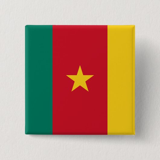 Badge Carré 5 Cm Drapeau du Cameroun (Devant)