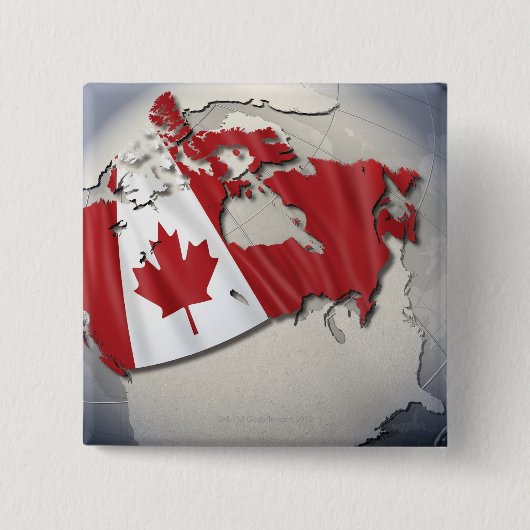 Badge Carré 5 Cm Drapeau du Canada (Devant)