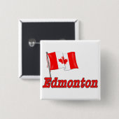 Badge Carré 5 Cm Drapeau du Canada - Edmonton (Devant & derrière)