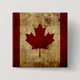 Badge Carré 5 Cm Drapeau du Canada / grunge