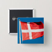 Badge Carré 5 Cm Drapeau du Danemark (Devant & derrière)