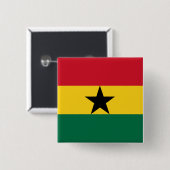 Badge Carré 5 Cm Drapeau du Ghana (Devant & derrière)