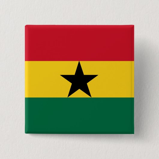 Badge Carré 5 Cm Drapeau du Ghana (Devant)