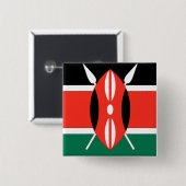 Badge Carré 5 Cm Drapeau du Kenya (Devant & derrière)