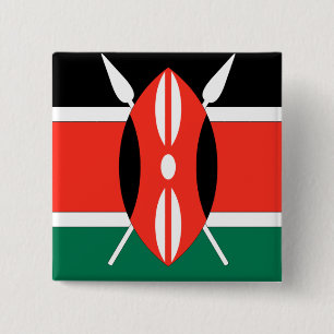 Badge Carré 5 Cm Drapeau du Kenya