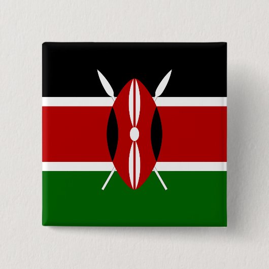Badge Carré 5 Cm Drapeau du Kenya (Devant)