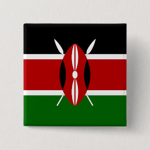 Badge Carré 5 Cm Drapeau du Kenya