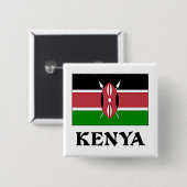 Badge Carré 5 Cm Drapeau du Kenya, étiqueté (Devant & derrière)