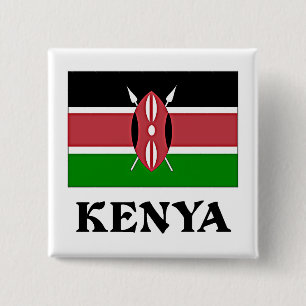 Badge Carré 5 Cm Drapeau du Kenya, étiqueté