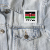 Badge Carré 5 Cm Drapeau du Kenya, étiqueté (En situation)