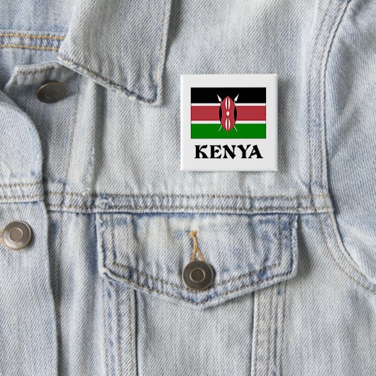 Badge Carré 5 Cm Drapeau du Kenya, étiqueté (En situation)