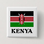 Badge Carré 5 Cm Drapeau du Kenya, étiqueté (Devant)