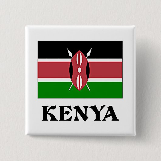 Badge Carré 5 Cm Drapeau du Kenya, étiqueté (Devant)