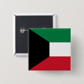 Badge Carré 5 Cm Drapeau du Koweït (Devant & derrière)