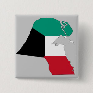 Badge Carré 5 Cm Drapeau du Koweït Carte