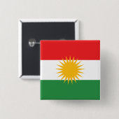 Badge Carré 5 Cm Drapeau du Kurdistan (Devant & derrière)