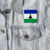Badge Carré 5 Cm Drapeau du Lesotho (En situation)