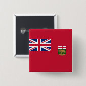 Badge Carré 5 Cm Drapeau du Manitoba (Devant & derrière)