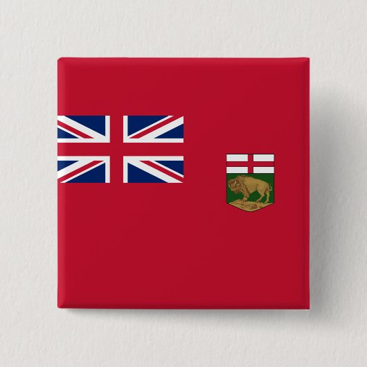 Badge Carré 5 Cm Drapeau du Manitoba (Devant)
