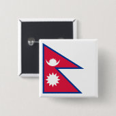 Badge Carré 5 Cm Drapeau du Népal (Devant & derrière)