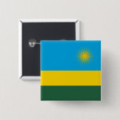 Badge Carré 5 Cm Drapeau du Rwanda (Devant & derrière)