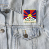 Badge Carré 5 Cm Drapeau du Tibet libre (En situation)