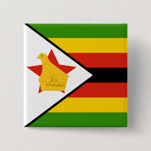 Badge Carré 5 Cm Drapeau du Zimbabwe