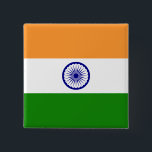 Badge Carré 5 Cm Drapeau indien<br><div class="desc">Produits World Flag personnalisables - N'hésitez pas à ajouter votre propre texte.</div>