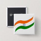 Badge Carré 5 Cm Drapeau indien ondulant (Devant & derrière)