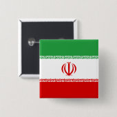 Badge Carré 5 Cm Drapeau iranien (Iran) (Persan) (Devant & derrière)