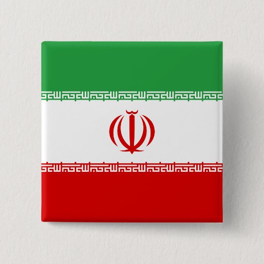 Badge Carré 5 Cm Drapeau iranien (Iran) (Persan) (Devant)