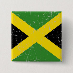 Badge Carré 5 Cm Drapeau jamaïcain éraillé et rayé