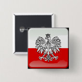 Badge Carré 5 Cm Drapeau laqué polonais (Devant & derrière)