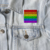 Badge Carré 5 Cm Drapeau LGBT vibrante parties scintillant arc-en-c (En situation)