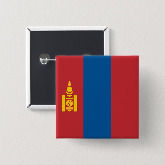 Badge Carré 5 Cm Drapeau mongol (Devant & derrière)