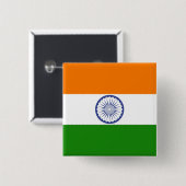 Badge Carré 5 Cm Drapeau national de l'Inde Ashoka Chakra (Devant & derrière)