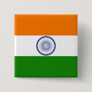 Badge Carré 5 Cm Drapeau national de l'Inde Ashoka Chakra
