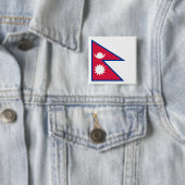 Badge Carré 5 Cm Drapeau népalais (En situation)