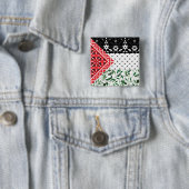 Badge Carré 5 Cm Drapeau Palestine Falastini Olives Kuffiyeh (En situation)