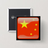 Badge Carré 5 Cm Drapeau poli chinois (Devant & derrière)