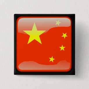 Badge Carré 5 Cm Drapeau poli chinois