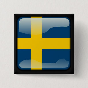 Badge Carré 5 Cm Drapeau poli suédois